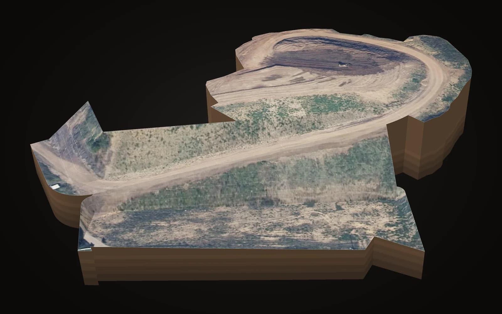 Planien auf zwei Ebenen, 3d auf dem luftbild