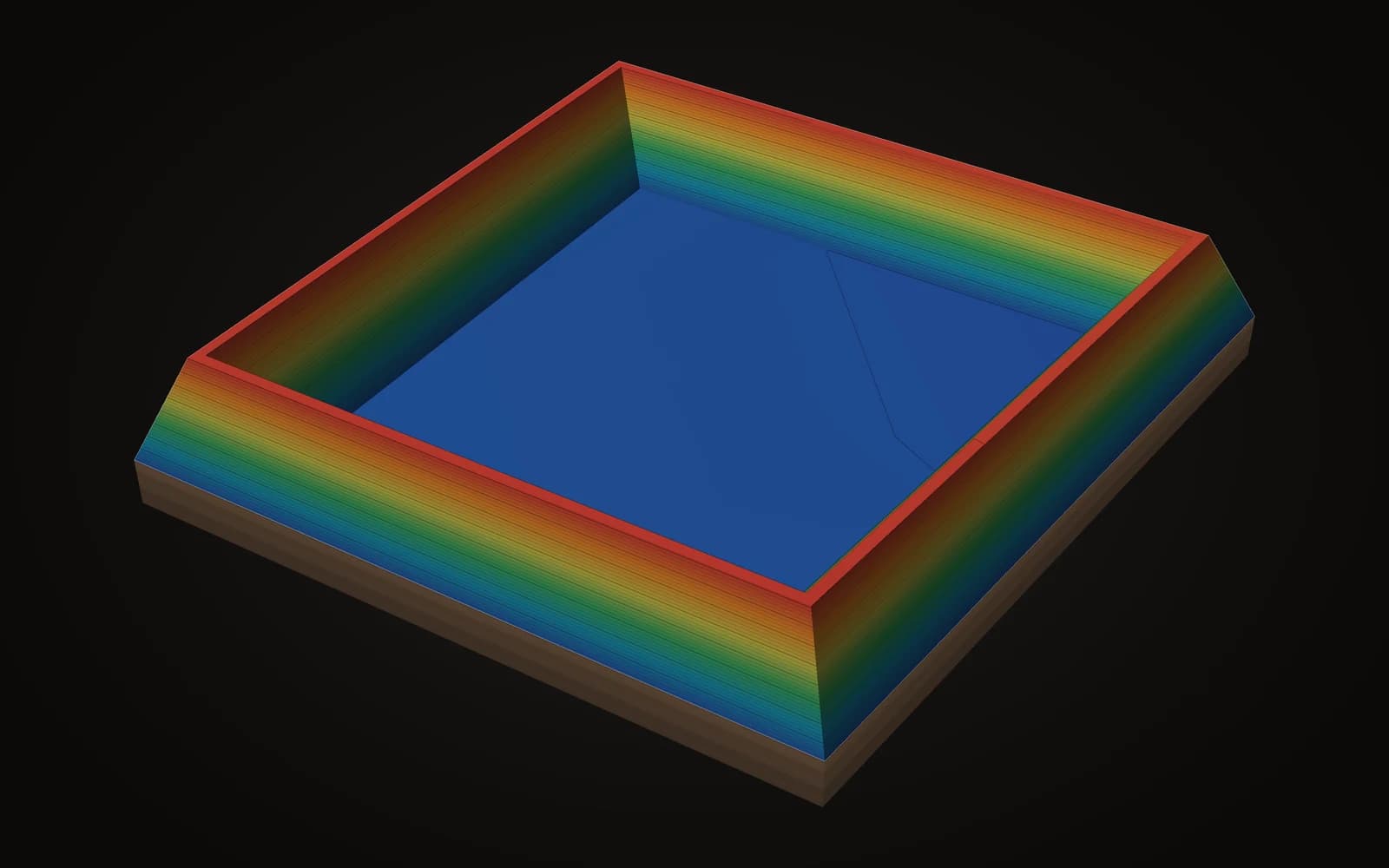 Wasserbecken mit Böschungen, 3d in höhenfarben