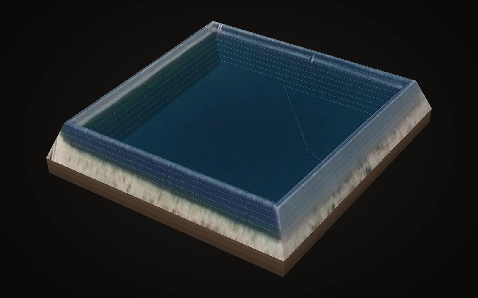 Wasserbecken mit Böschungen, 3d auf dem luftbild