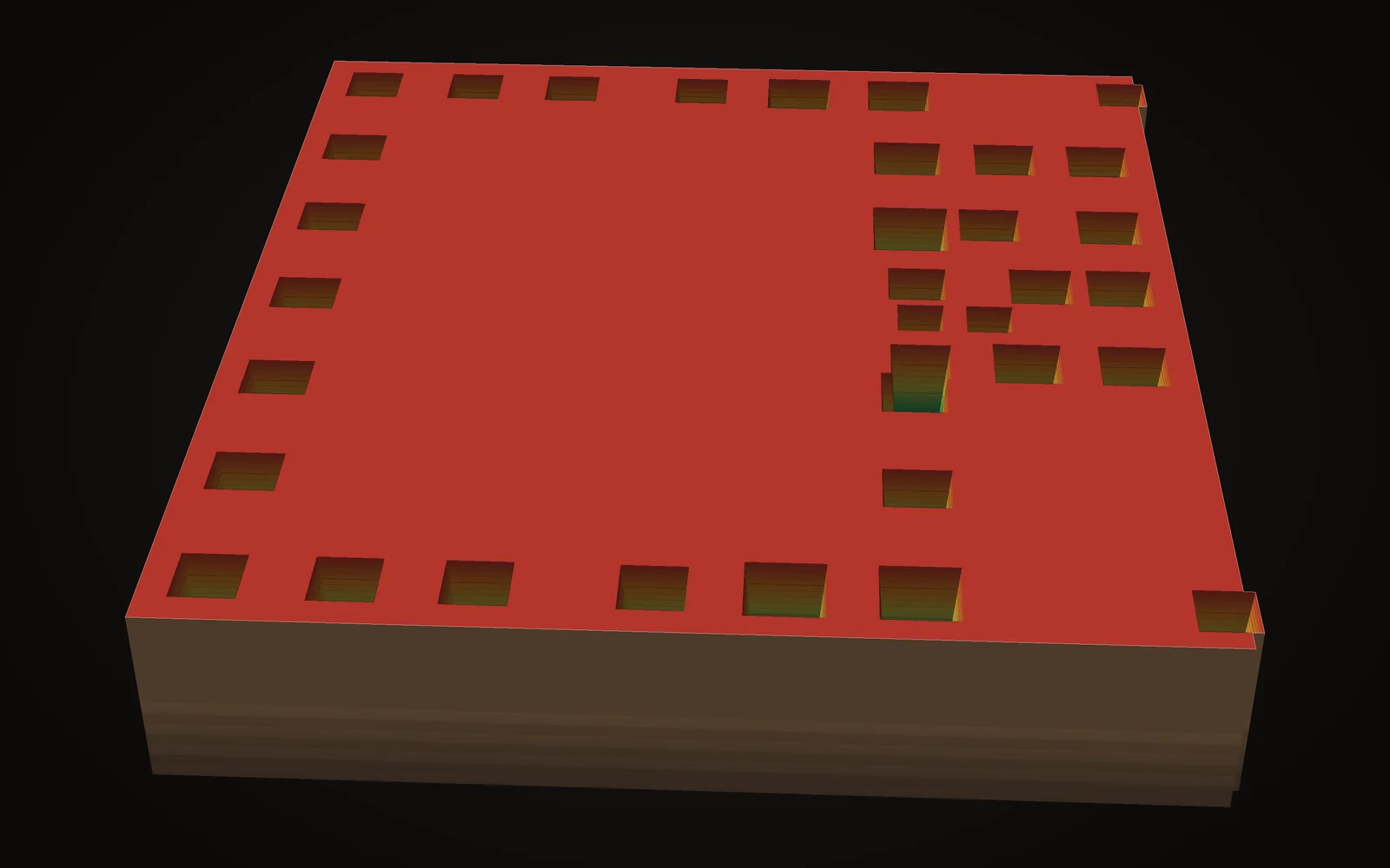 Planum mit Fundamentgruben, 3d in höhenfarben