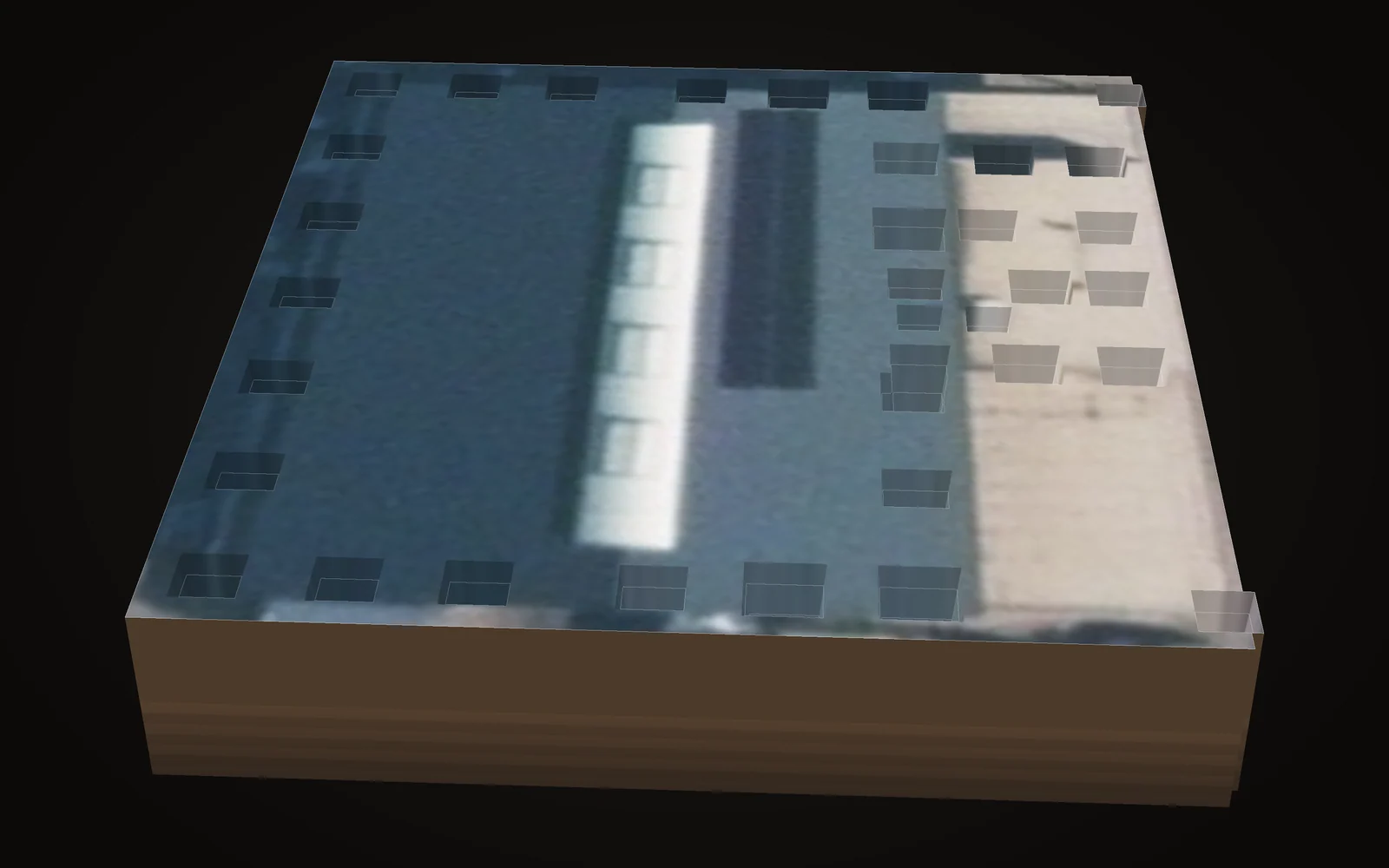 Planum mit Fundamentgruben, 3d auf dem luftbild