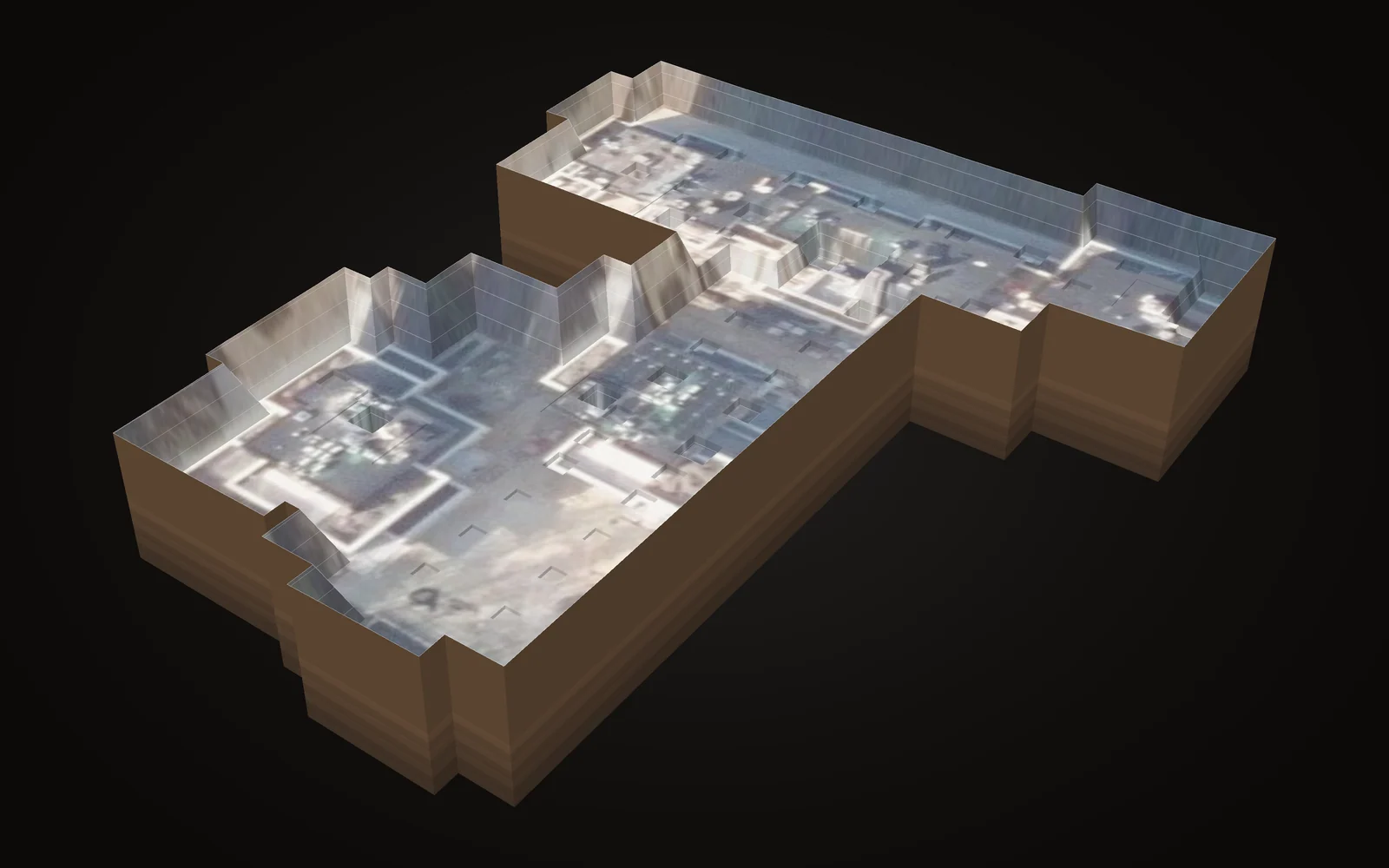 Baugrube auf zwei Ebenen, 3d auf dem luftbild