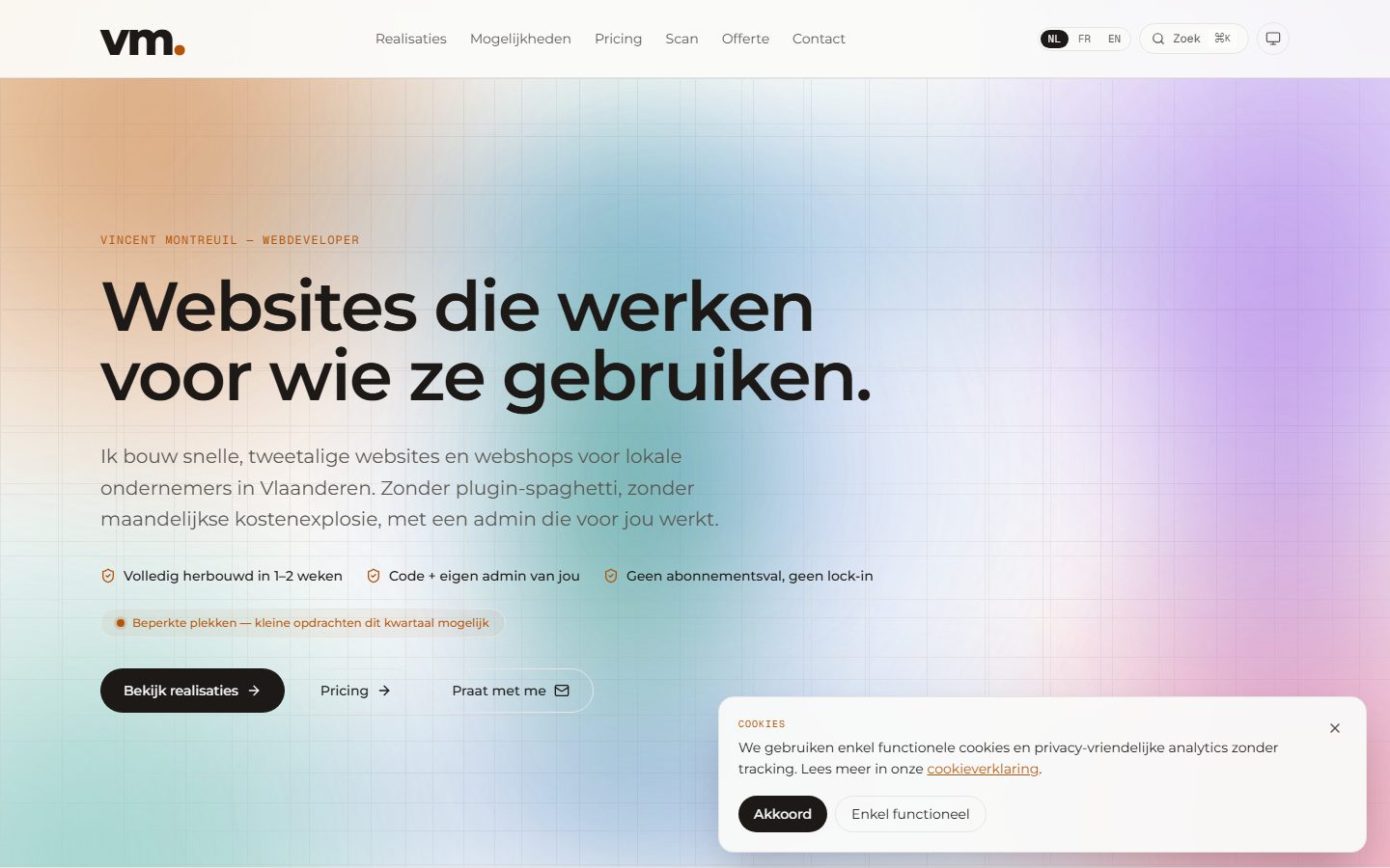 Studio VM — echte voorpagina